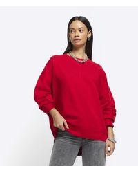 River Island - Red Oversized Sweatshirt - Lyst