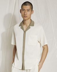 River Island - Ecru Ri One Revere Short Sleeve Shirt - Lyst
