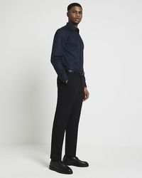River Island - Navy Slim Fit Premium Smart Shirt - Lyst