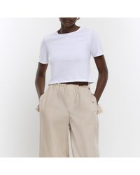 River Island - White Cropped T-shirt - Lyst