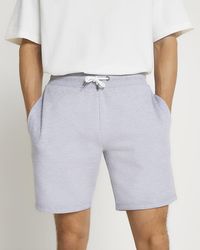 River Island - Grey Slim Fit Jersey Shorts - Lyst