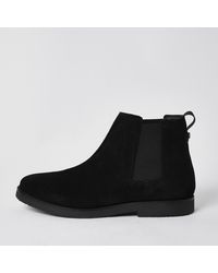 River Island - Black Suede Chelsea Boots - Lyst