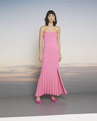 River Island - Ri Studio Pink Knit Bandeau Midi Dress - Lyst