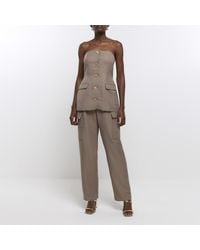 River Island - Brown Wide Leg Cargo Trousers - Lyst