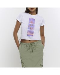 River Island - Graphic Print Crop T-shirt - Lyst
