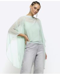 River Island - Green Cape Detail Blouse - Lyst
