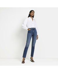 River Island - High Waisted Mom Jeans - Lyst