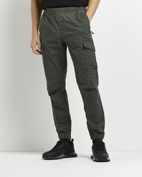 river island washed cargos in grey
