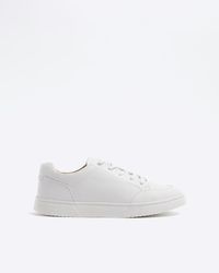 River Island - White Textured Lace Up Trainers - Lyst