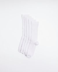 River Island - 5pk White Ribbed Ankle Socks - Lyst