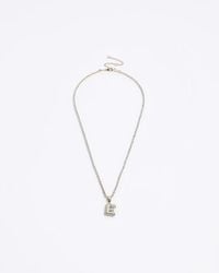 River Island - Gold E Initial Necklace - Lyst
