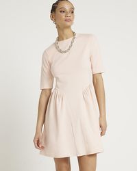 River Island - Pink Godet Detail T-shirt Mini Dress - Lyst
