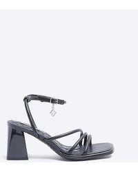 River Island - Black Wide Fit Strappy Heeled Sandals - Lyst