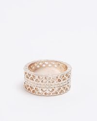 River Island - Rose Cut Out Heart Band Ring - Lyst