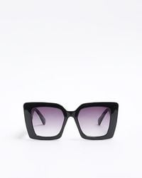 River Island - Black Ri Cat Eye Oversized Sunglasses - Lyst