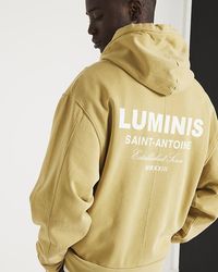 River Island - Yellow Regular Fit Washed Graphic Hoodie - Lyst