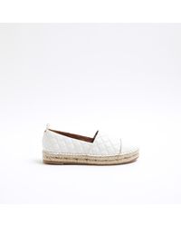 River Island - White Quilted Espadrille Shoes - Lyst