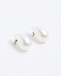 River Island - White Pearl Drop Stud Earrings - Lyst