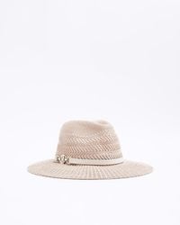 River Island - Pink Crochet Fedora Hat - Lyst