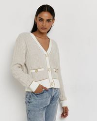 river island cream ribbed cardigan