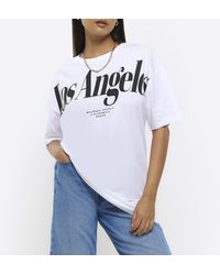 River Island - White Graphic Oversized T-shirt - Lyst