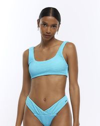 River Island - Blue Textured Cami Bikini Top - Lyst