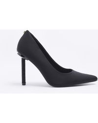 River Island - Wide Fit Satin Heeled Court Shoes - Lyst