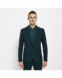 River Island - Green Super Skinny Fit Suit Jacket - Lyst