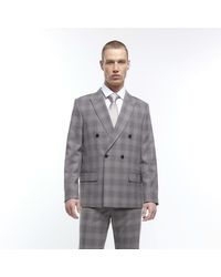 River Island - Check Suit Jacket - Lyst