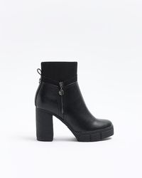 River Island - Wide Fit Heeled Ankle Boots - Lyst
