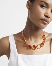River Island - Colour Chunky Stone Necklace - Lyst