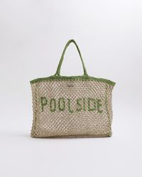 River Island - Beige Crochet Shopper Bag - Lyst
