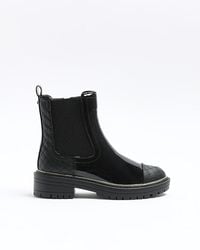River Island - Black Quilted Chelsea Boots - Lyst