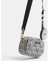 River Island Blue Boucle Quilted Cross Body Bag