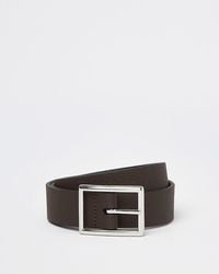 River Island - Brown Leather Buckle Belt - Lyst