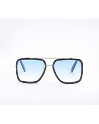 River Island - Blue Brow Bar Navigator Sunglasses - Lyst