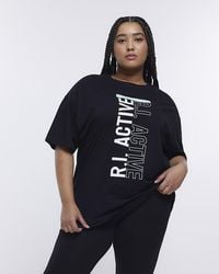 River Island - Plus Black Ri Active Graphic Print T-shirt - Lyst