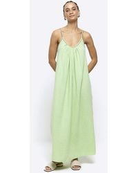 River Island - Lime Green Textured Slip Maxi Dress - Lyst