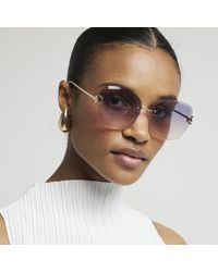 River Island - Rose Gold Ombre Lenses Glam Sunglasses - Lyst