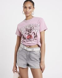River Island - Pink Nashville Graphic Print T-shirt - Lyst