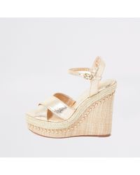 river island beige studded flatform espadrille wedges