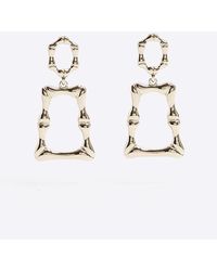 River Island - Gold Bamboo Texture Drop Earrings - Lyst
