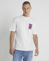 River Island - White Regular Fit Graphic Print T-shirt - Lyst