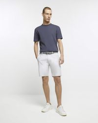 River Island - Grey Regular Fit Belted Chino Shorts - Lyst