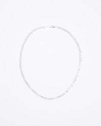 River Island - Silver Plated Diamante Necklace - Lyst