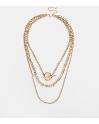 River Island - Gold Colour T Bar Layered Chain Necklace - Lyst