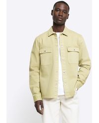River Island - Washed Yellow Regular Fit Overshirt - Lyst
