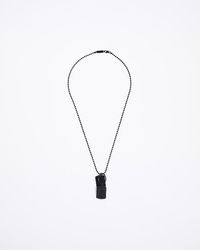River Island - Black Tag Necklace - Lyst