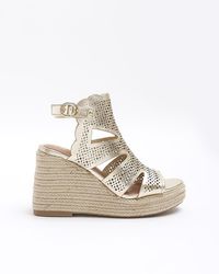River Island - Cut Out Wedge Sandals - Lyst