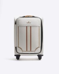 River Island - White Ri Monogram Webbing Suitcase - Lyst